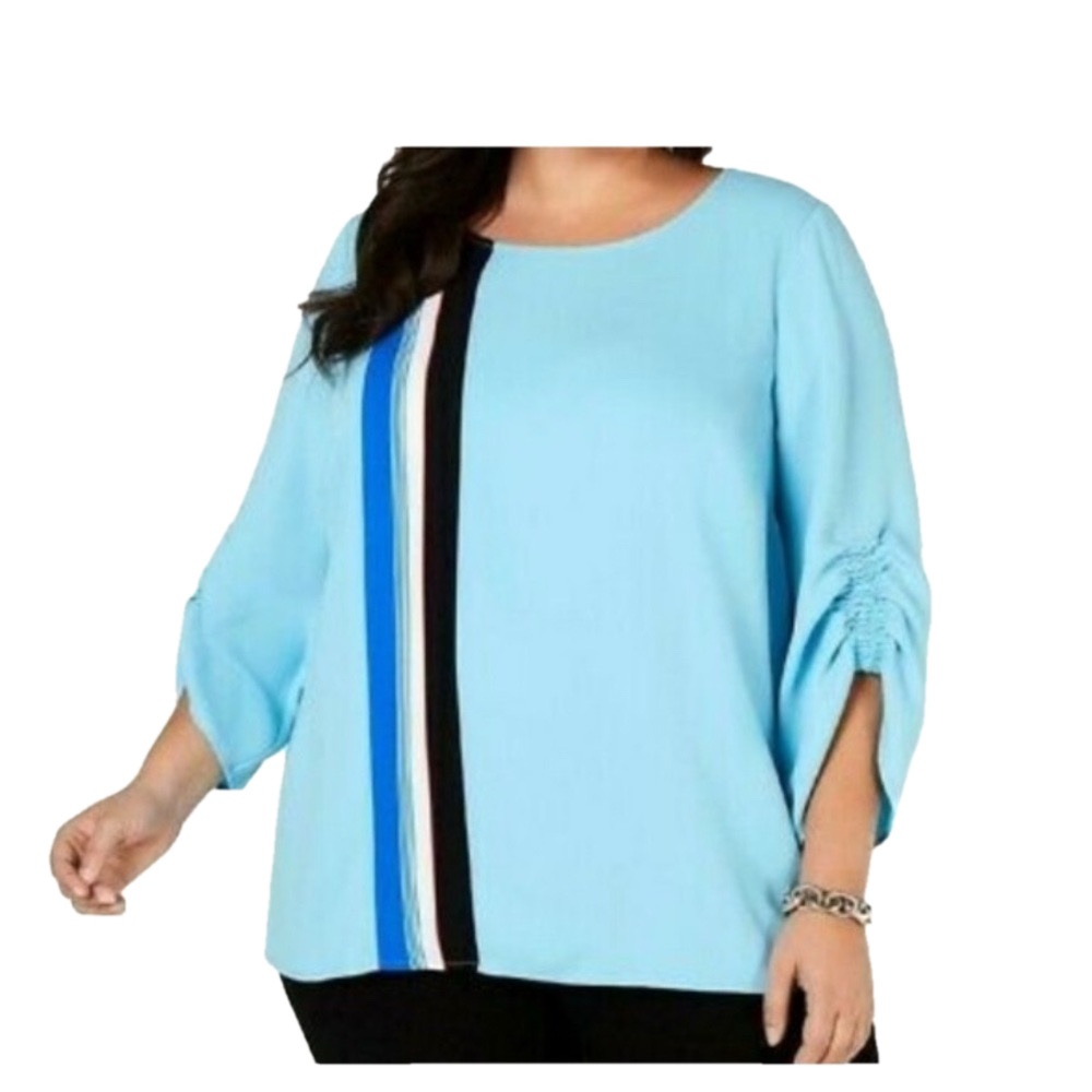 ALFANI blue striped Blouse size 3X GUC..
